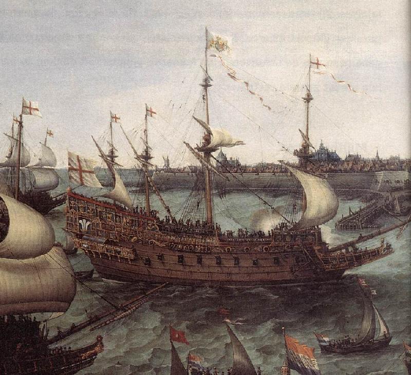 VROOM, Hendrick Cornelisz. The Arrival at Vlissingen of the Elector Palatinate Frederick V (detail) ar